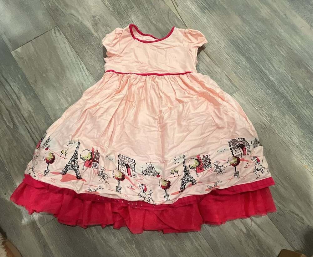 babyGap Paris Tulle Dress Size 3 Years Pink Eiffel Tower